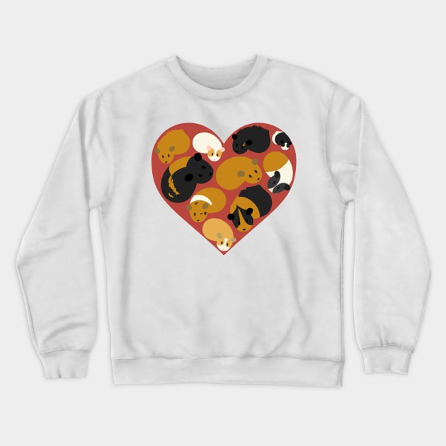 I Love Guinea Pigs Heart Crewneck Sweatshirt by Ratfrens